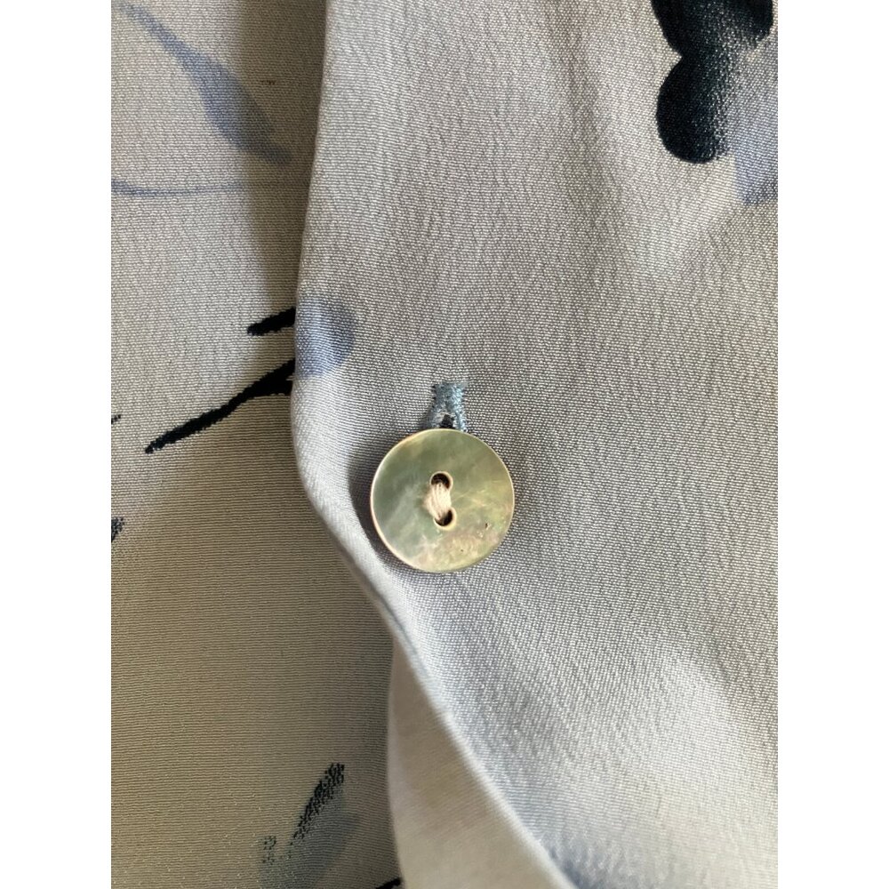 Casual Corner ANNEX Woman Blue Silk Short Sleeves Collar Buttons Blouse Top 22W - Picture 8 of 13